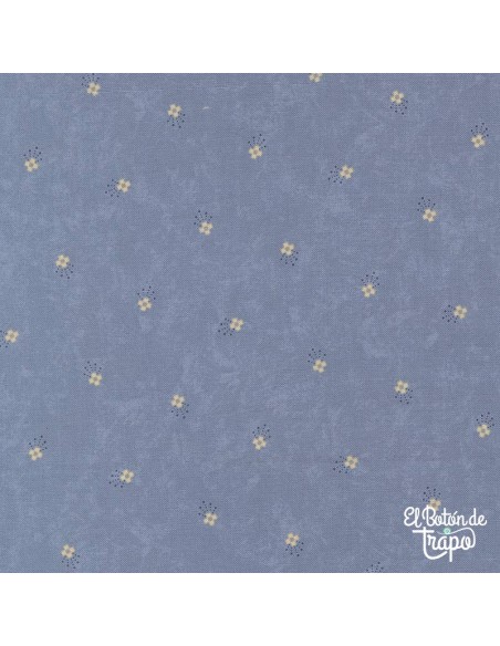 Tela Bluebird’s Nest – Azul con pequeñas flores amarillas diseño de Kansas Troubles para Moda Fabrics