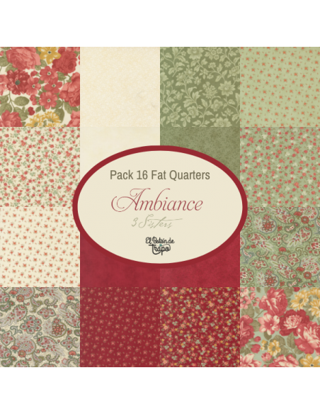 Pack  de telas precortadas de 16 Fat Quarters colección Ambiance