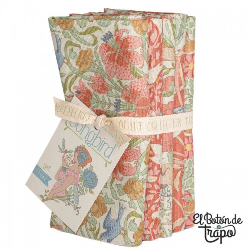 Pack 5 Fat Quarters Tilda Songbird Coral