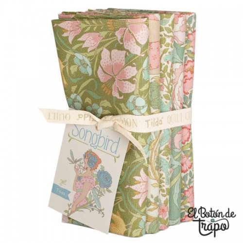 Pack 5 Fat Quarters Tilda Songbird Green