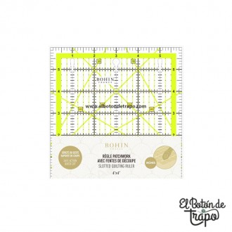 Regla Patchwork Pulgadas 6" x 6" con Ranuras de Corte BOHIN