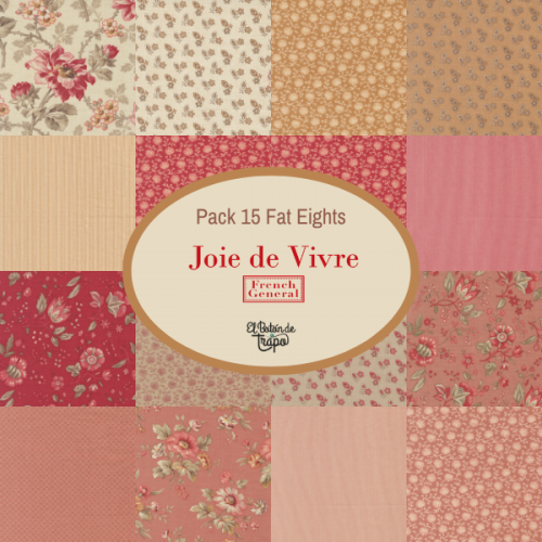 Pack 15 Fat Eights Joie de Vivre Telas Patchwork de Moda Fabrics