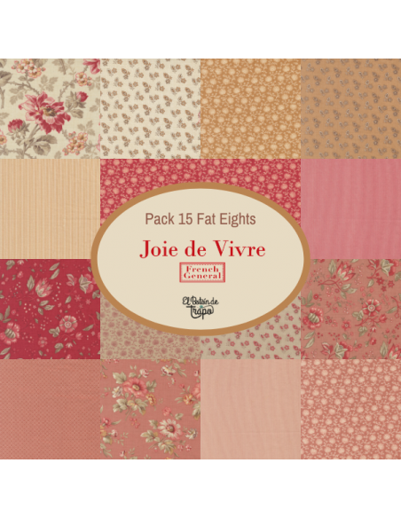 Pack 15 Fat Eights Joie de Vivre Telas Patchwork de Moda Fabrics