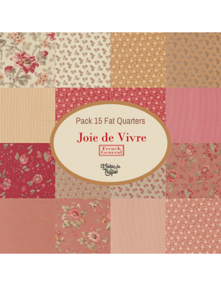 Pack 15 Fat Quarters Joie de Vivre Telas patchwork de moda fabrics