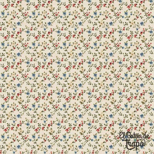 tela patchwork flores vintage fondo crema farmhouse sampler northcott