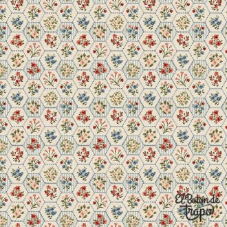 tela patchwork hexagonos flores farmhouse sampler northcott