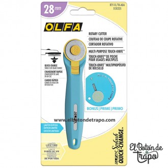 Cúter Rotatorio OLFA 28mm RTY-1C/TK-AQA + Touch Knife
