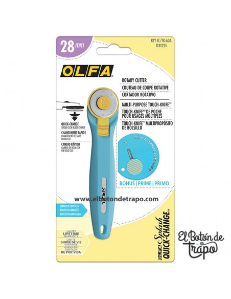 Cúter Rotatorio OLFA 28mm RTY-1C/TK-AQA + Touch Knife
