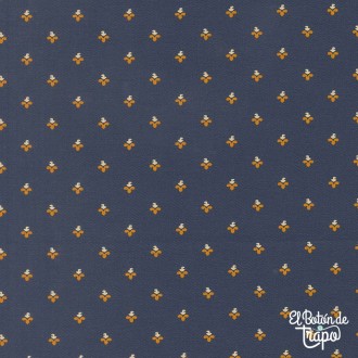 Tela patchwork azul oscuro estampado pequeño patchwork algodón