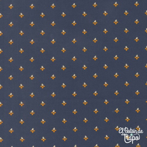 Tela patchwork azul oscuro estampado pequeño patchwork algodón