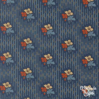 Tela patchwork azul floral clásico algodón quilting patchwork