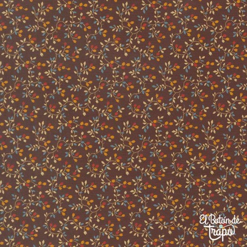 Tela patchwork marrón micro flores algodón Moda Fabrics