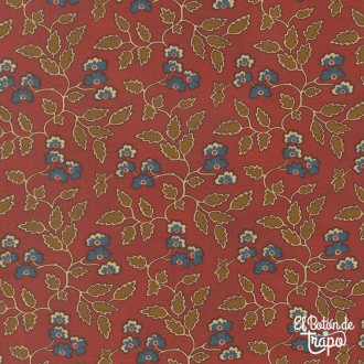 Tela patchwork roja hojas algodón estilo patchwork clásico