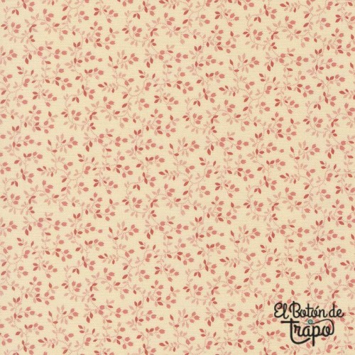 Tela patchwork crema flores rojas algodón Moda Fabrics