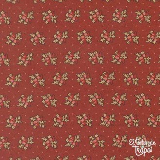 Tela patchwork roja floral pequeña algodón quilting