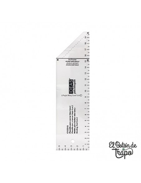 Plantilla para cerrar bies en patchwork con medidas en centímetros