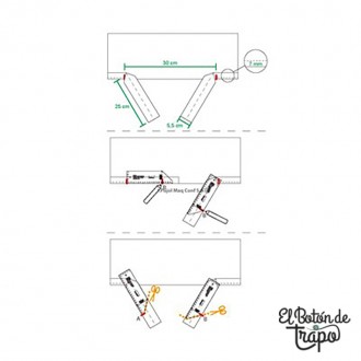 Plantilla para cerrar bies en patchwork con medidas en centímetros 2