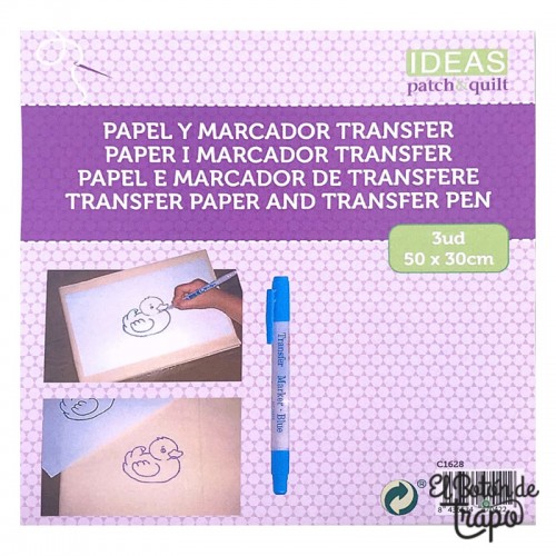 papel transfer reutilizable con rotulador azul pack 3 hojas