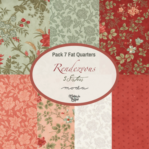 Pack de telas precortadas patchwork 7 Fat Quarters Rendezvous Moda Fabrics