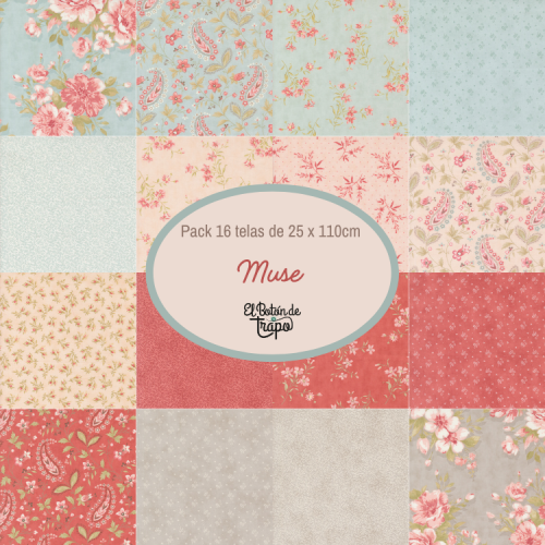 Pack telas patchwork Muse tonos románticos algodón