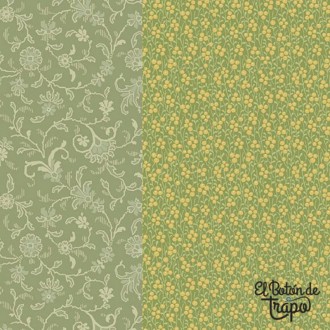 Tela patchwork franjas verdes Kathleen’s Story Strip It 2
