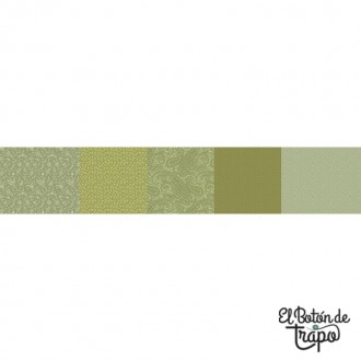 Tela patchwork franjas verdes Kathleen’s Story Strip It