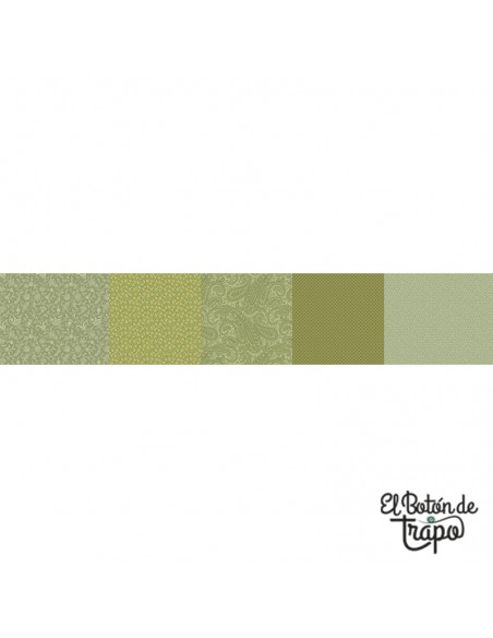 Tela patchwork franjas verdes Kathleen’s Story Strip It