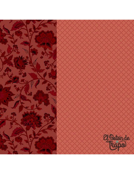 Tela patchwork roja floral Kathleen’s Story