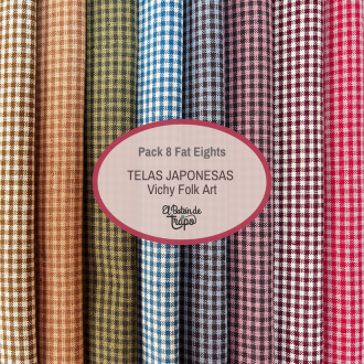 Pack 8 Fat Eighths Folk Art Diamond Textiles telas japonesas cuadros patchwork