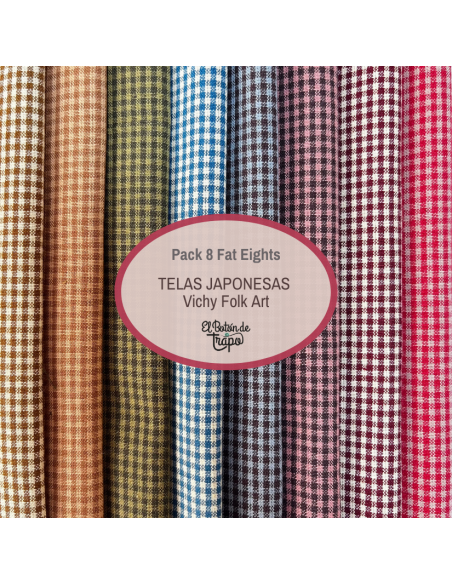 Pack 8 Fat Eighths Folk Art Diamond Textiles telas japonesas cuadros patchwork