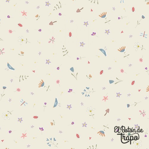 Tela trasera doble ancho flores silvestres Slow and Steady patchwork