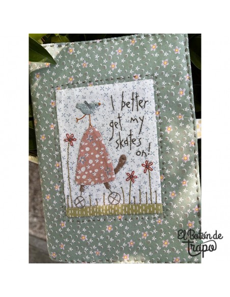 Put My Skates On notebook cover funda de libreta Anni Downs bordado patchwork
