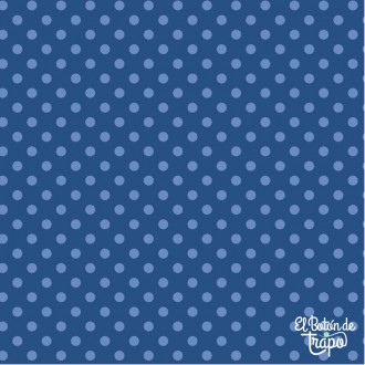 Tela Tilda Dorothy Night 110169 con lunares azul claro sobre fondo azul oscuro
