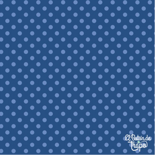 Tela Tilda Dorothy Night 110169 con lunares azul claro sobre fondo azul oscuro