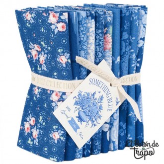 Pack Fat Quarter Something Blue Dark Tilda con 10 telas azules coordinadas