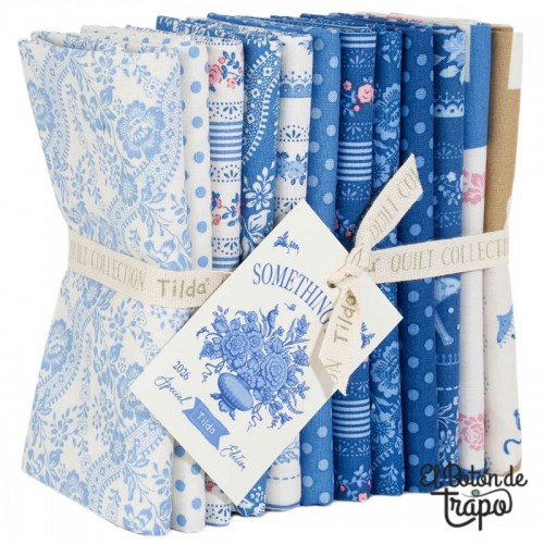 Pack Fat Quarter Blenders Something Blue Tilda con 12 telas coordinadas