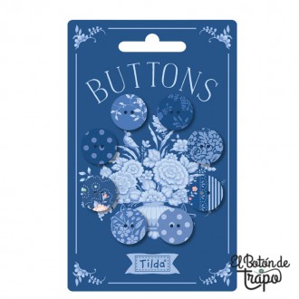 8 botones Tilda Something Blue Oscuros