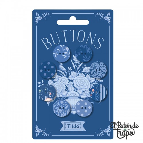 8 botones Tilda Something Blue Oscuros