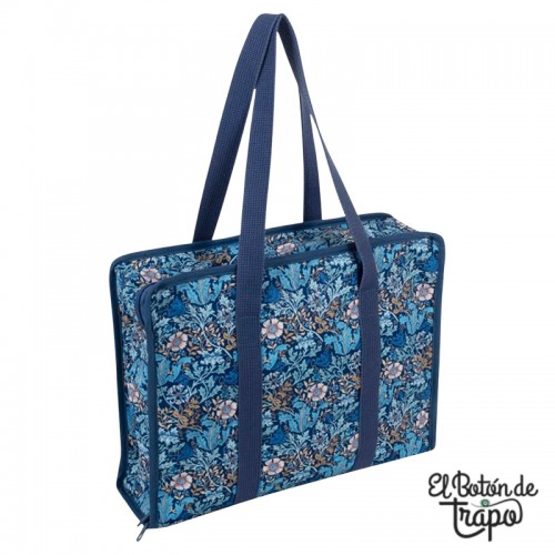 Bolsa organizadora para patchwork y costura Morris Blue de Hobby Gift con compartimentos interiores y asas de transporte