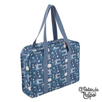 Bolsa organizadora para costura Hobby Gift con estampado de máquinas de coser y amplio espacio para labores