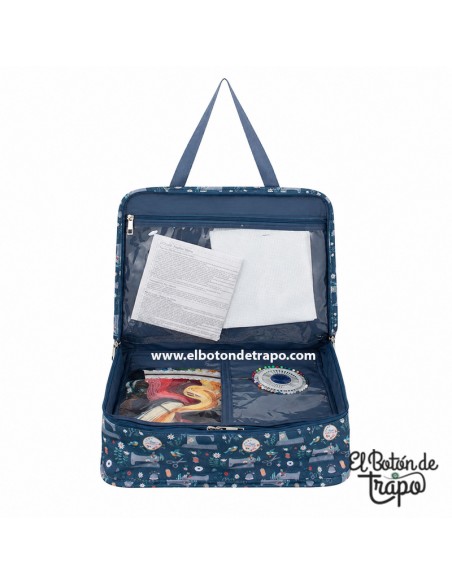 Bolsa organizadora para costura Hobby Gift con estampado de máquinas de coser y amplio espacio para labores