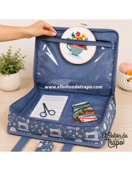 Bolsa organizadora para costura Hobby Gift con estampado de máquinas de coser y amplio espacio para labores