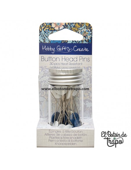 Alfileres de cabeza botón termorresistentes Hobby Gift Create en tarro de cristal reutilizable para costura y patchwork