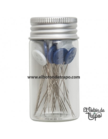 Alfileres de cabeza botón termorresistentes Hobby Gift Create en tarro de cristal reutilizable para costura y patchwork