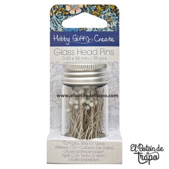 Alfileres con cabeza de vidrio Hobby Gift Create de acero niquelado en tarro reutilizable para costura, patchwork y quilting