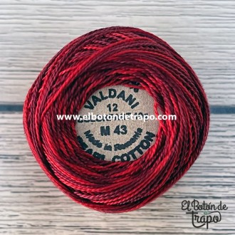 Hilo Valdani Perlé Nº12 color M43 vibrant Reds 100% algodón egipcio para patchwork y bordado