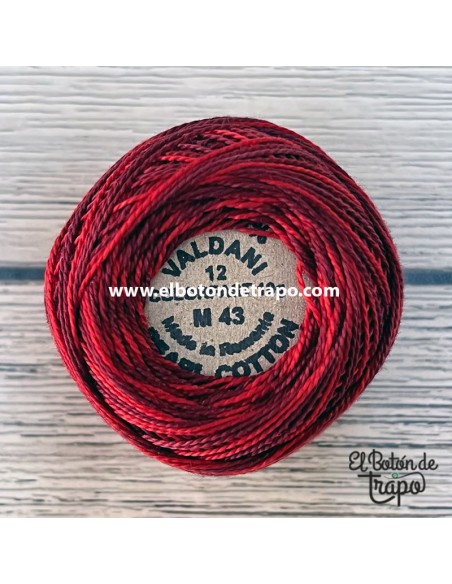 Hilo Valdani Perlé Nº12 color M43 vibrant Reds 100% algodón egipcio para patchwork y bordado