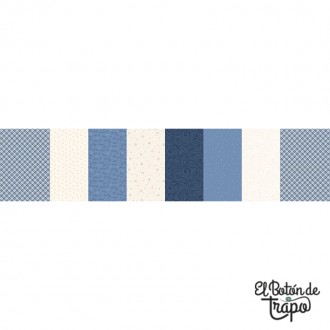 Tela Patchwork Marcus Snowmans Village Franjas Azul