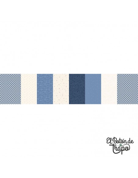 Tela Patchwork Marcus Snowmans Village Franjas Azul