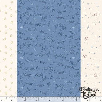 Tela Patchwork Marcus Snowmans Village Franjas Azul 2